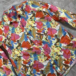 J. McLaughlin Button Down Linen Top‎ Blouse size Medium Pink Yellow